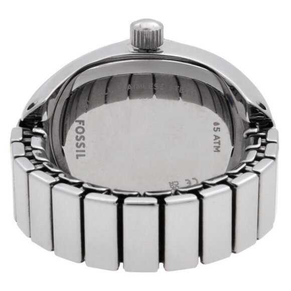 NWT Authentic Fossil Quartz Silver Dial Women's Watch Ring - Picture 3 of 3